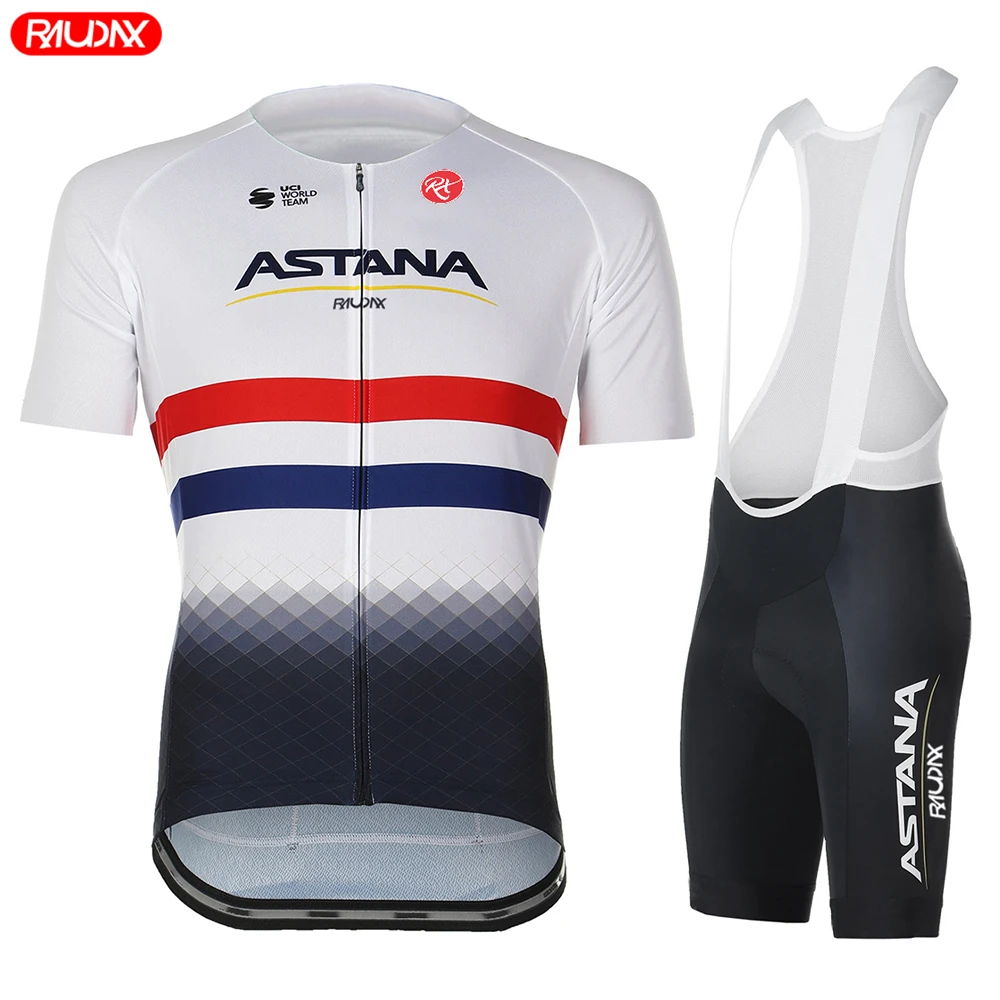 ASTANA Raudax Short Sleeve Cycling Jersey TdF 2024 Cycling Set Racing Bicycle Clothing Suit Breathable Mountain Bike Clothes