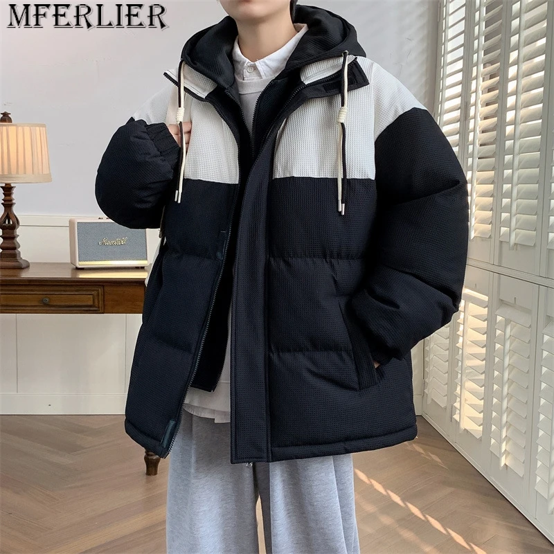 

Winter cotton coat large size splicing jacket cotton bread clothing new hooded fake two-piece warm winter coat 9XL 8XL