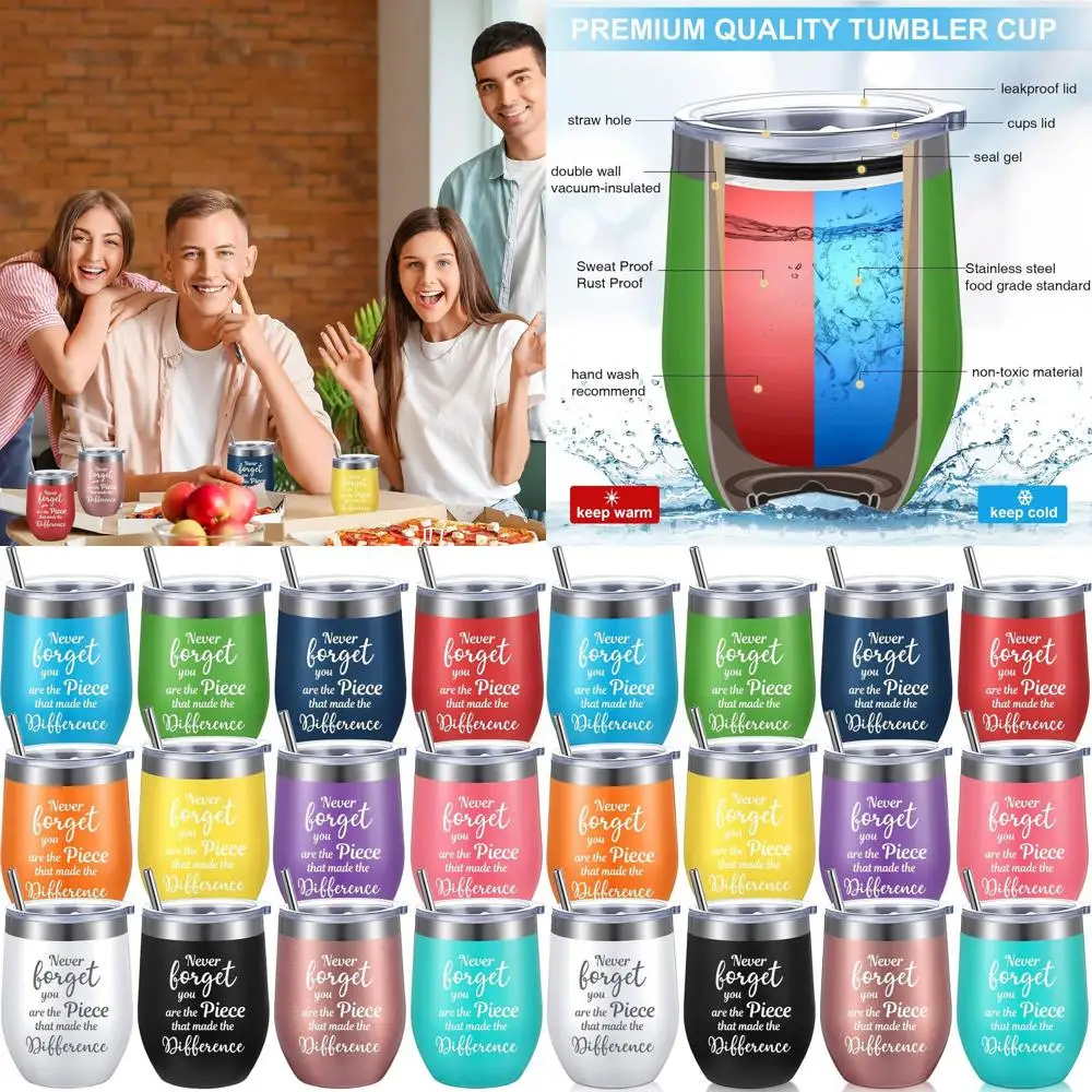 

Набор из 12 предметов для женщин: стальные термокружки для вина с трубочками, идеально подходят для дней рождения, выпускных и других торжеств.