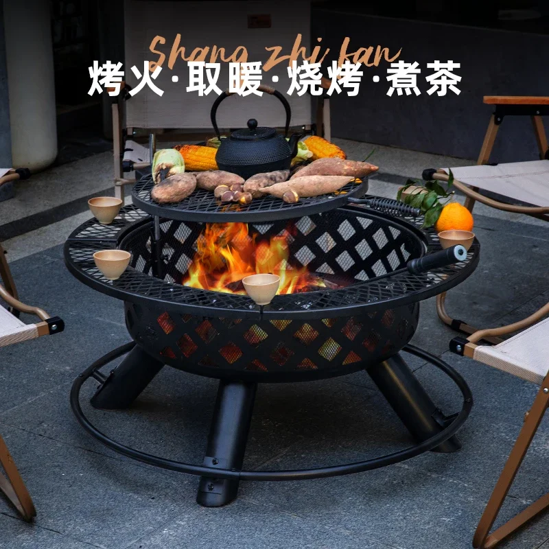 

Barbecue Grill Household Firewood Heating Grill Garden Campfire Enclosure Tea Table Outdoor Barbecue Grill