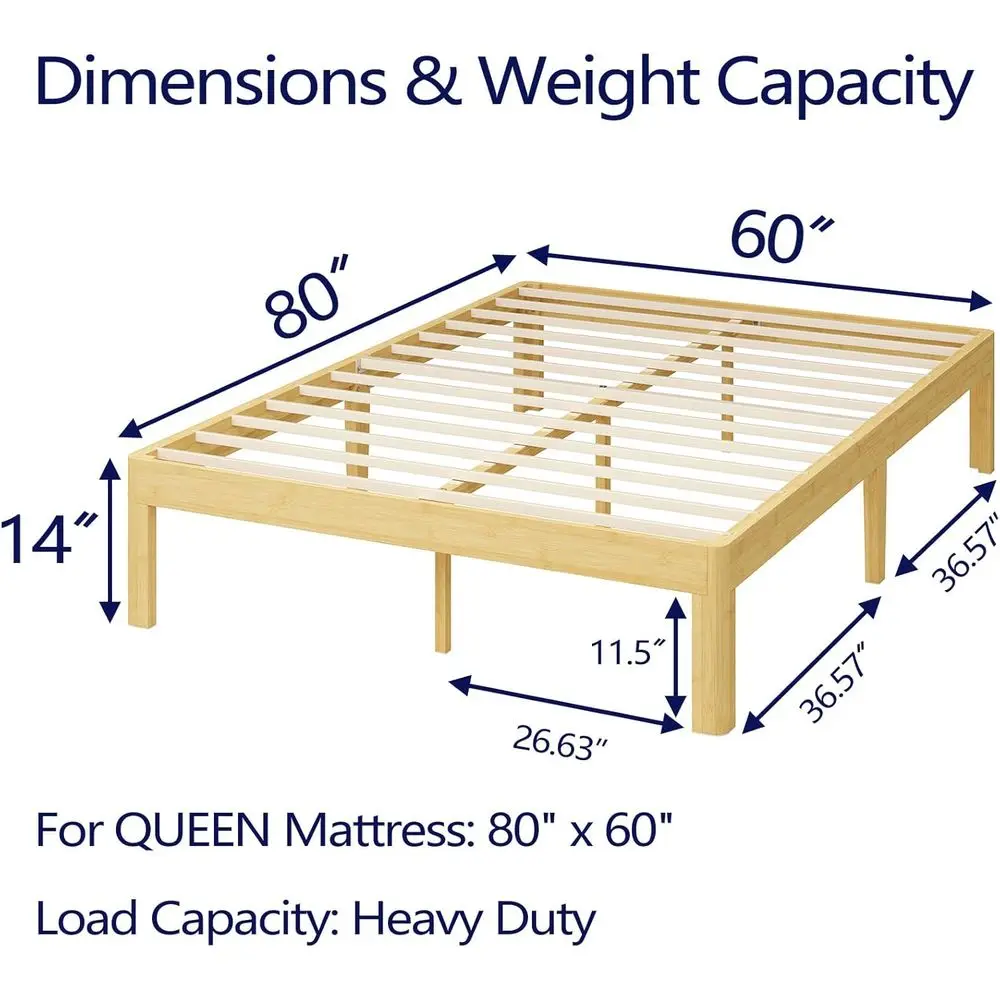 14 Inch Queen Platform Bed with Metal Slats, No Box Spring Needed, Easy Assembly, Sturdy and Noise-Free