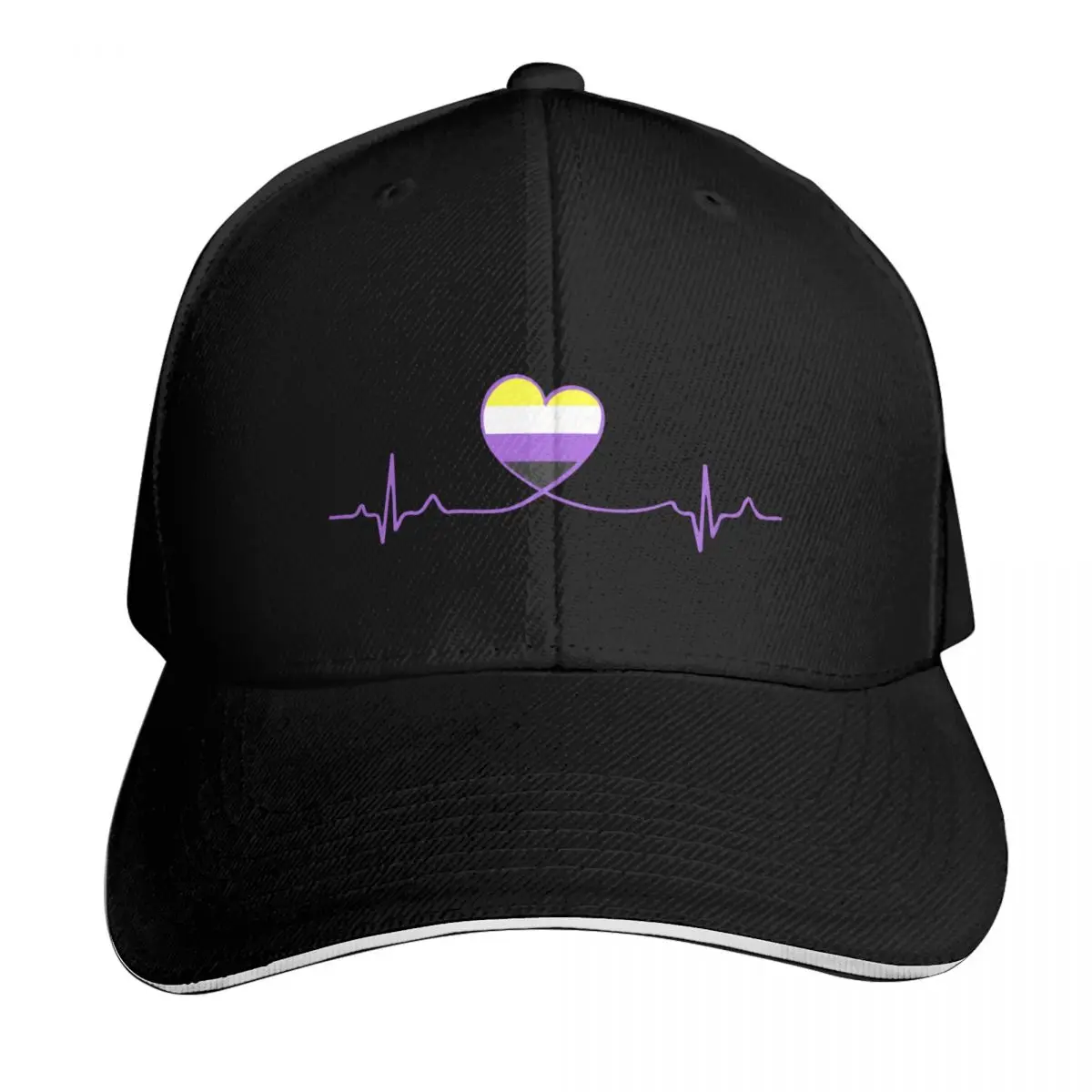 Non-binary Heartbeat Baseball Cap Low Profile Unstructured Unisex for Men Women Outdoor Golf Running Hiking