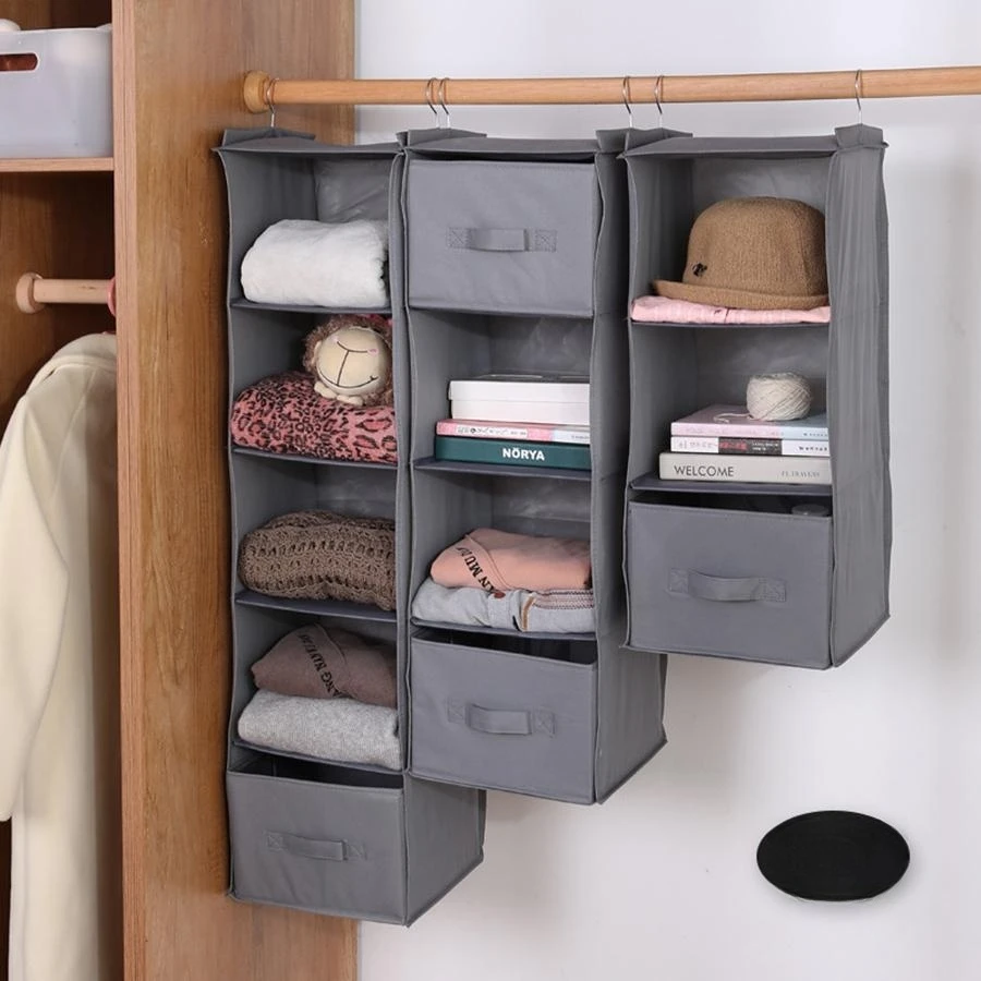 Multi-Layer Hanging Closet Organizer Hanging Bag/Shelf, Foldable, For Clothes, Bags, Shoes Accessories, Washable Fabrics