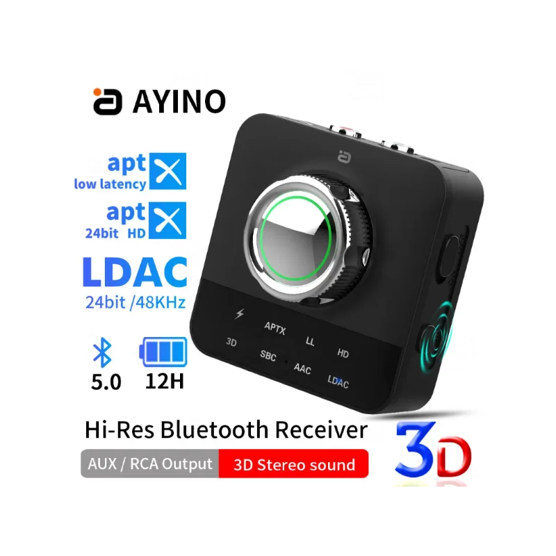 AYINO MR230 PRO LDAC Bluetooth Wireless Audio Receiver Adapter With Mic RCA 3.5m Jack Aux 3D Stereo aptX HD for TV Car Speaker