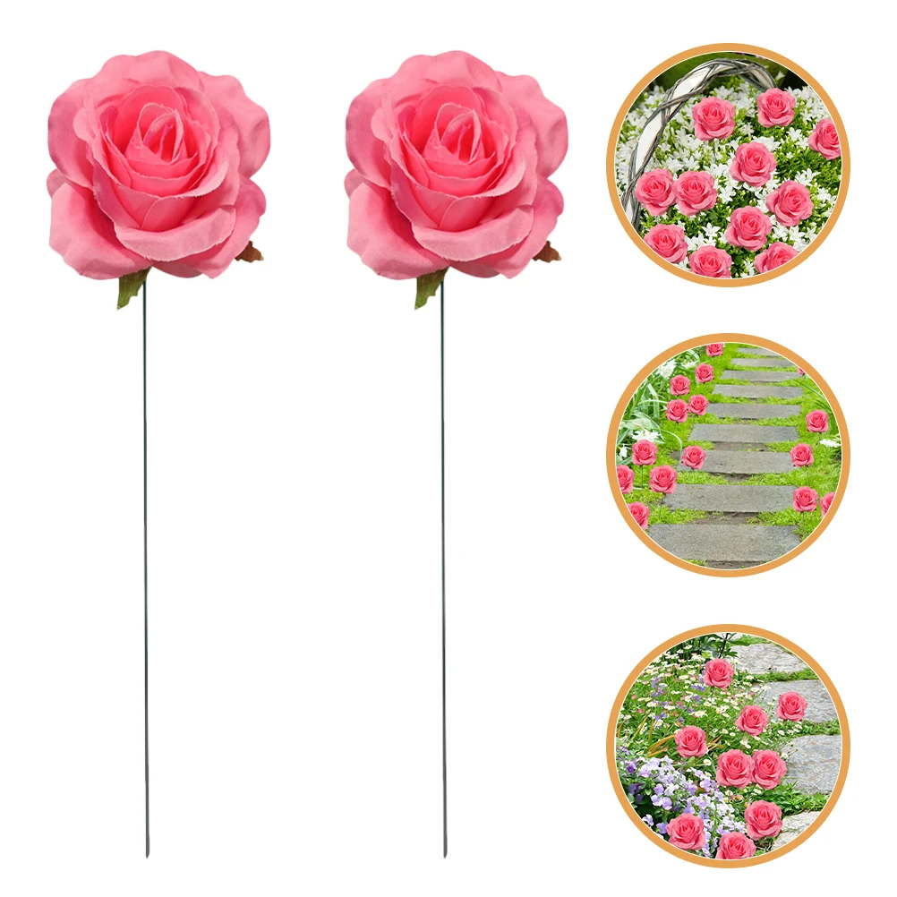 

2 Pcs Flower Decoration Garden Decorations Outdoor Wedding Metal Stakes Flowers