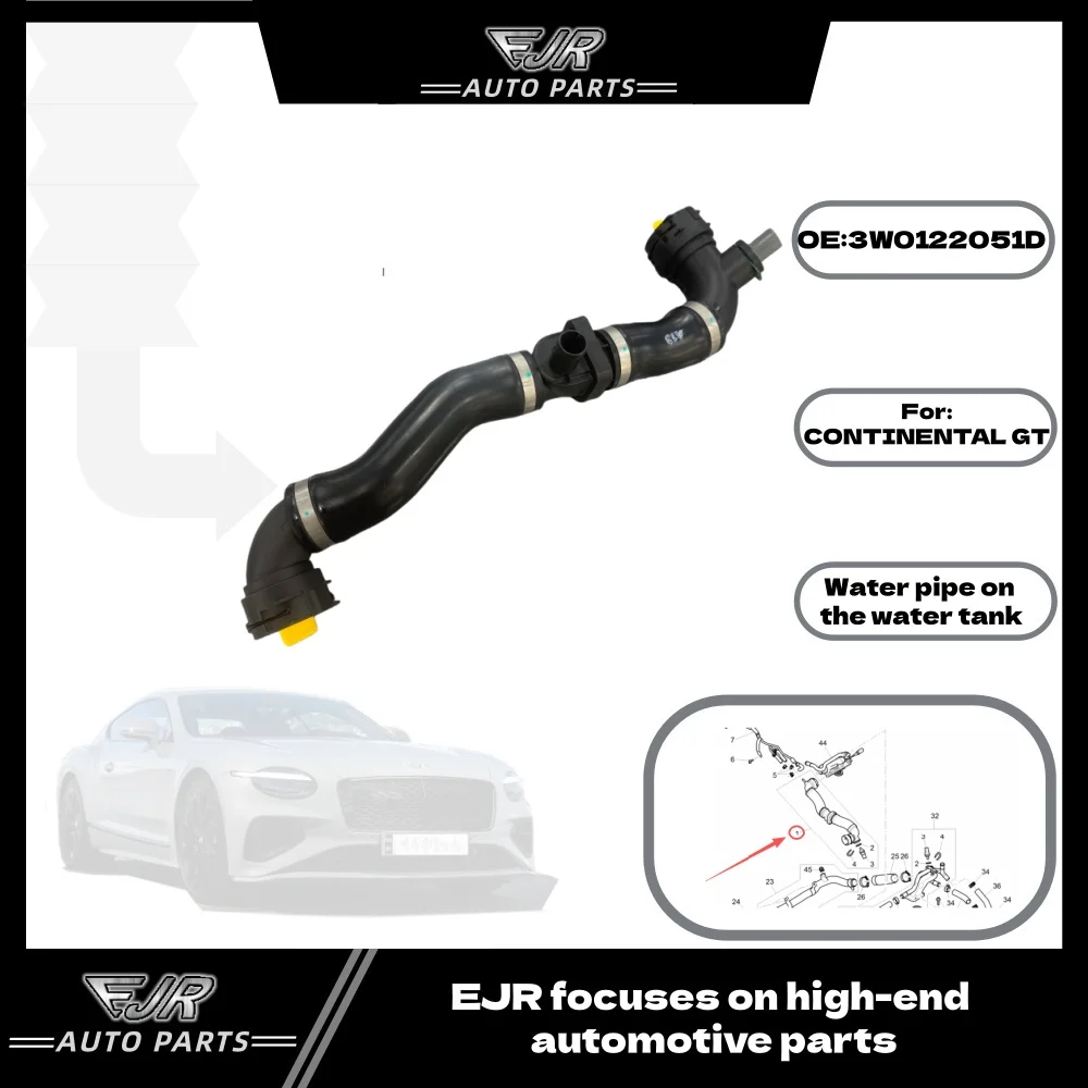 

3W0122051D coolant hose with quick connector. Radiator upper hose for Bentley CONTINENTAL GT FLYING SPUR NEW SUPERSPORTS CONV