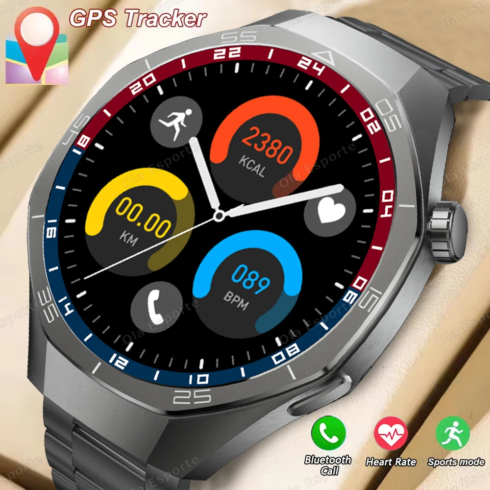 

New Outdoor GPS Track Sports Smart Watch Men 360*360 AMOLED Screen Heart Rate Monitor Bluetooth Call Waterproof Smartwatch Women