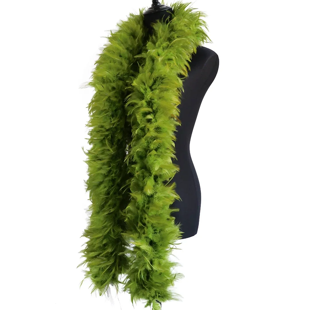 2 Meters Green Rooster Feather Boa for Crafts Wedding Party Dress Costume Decoration Stage Performance Prop Chicken Feather Boa