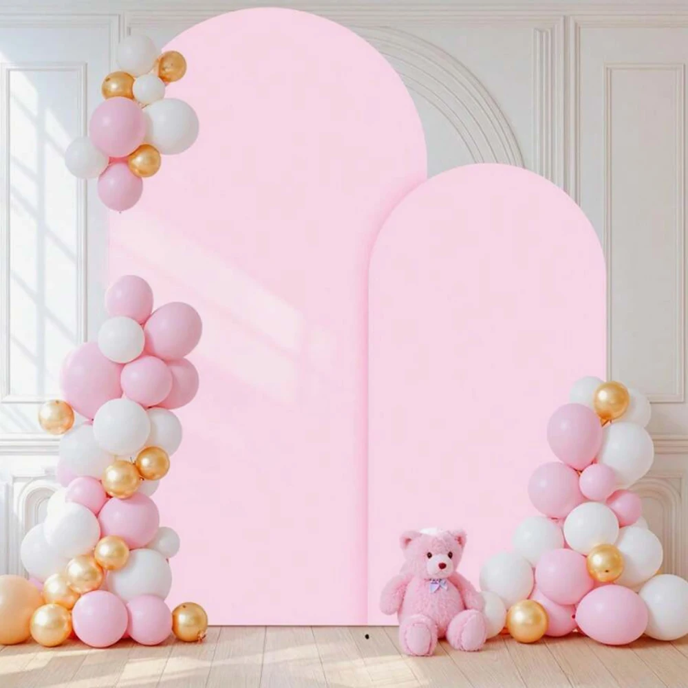 

Pink Wedding Arch Cover 6.6FT×4FT Double Sided Pink Spandex Backdrop Stand Fabric Wedding Birthday Party Photography Backdrop De