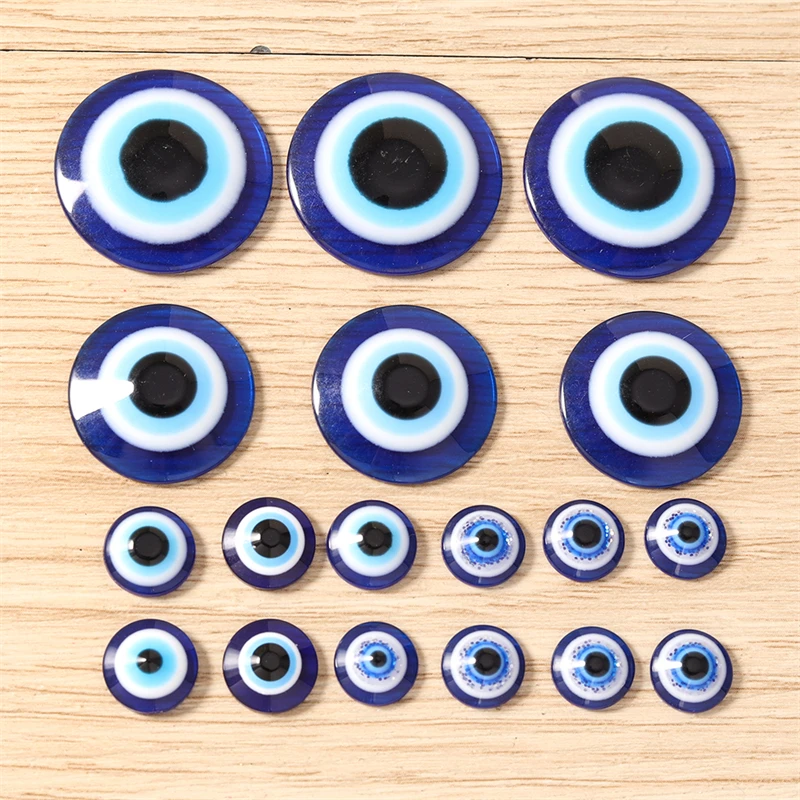 10-100 Stück Niedliche Blaue Böse-Augen-Cabochons aus Harz mit Flachem Rücken für Scrapbooking, Schmuckherstellung, Mädchen-Haarspangen, Broschen, DIY-Bastelzubehör – Detail 3