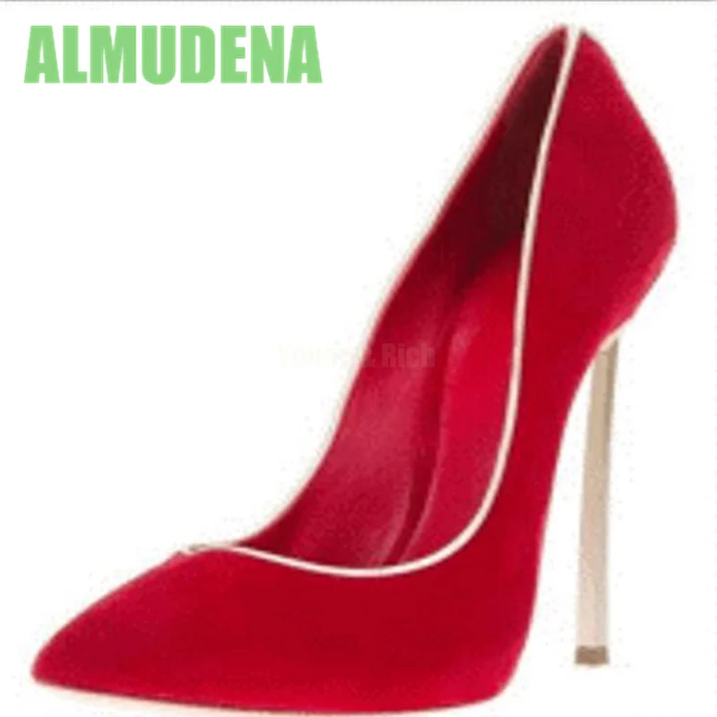 

Suede Metal Follow-Up Shoes Fashionable Candy Color Series Pointed Shallow Mouth Ultra-High Slim Heel Single Color Women's Shoes