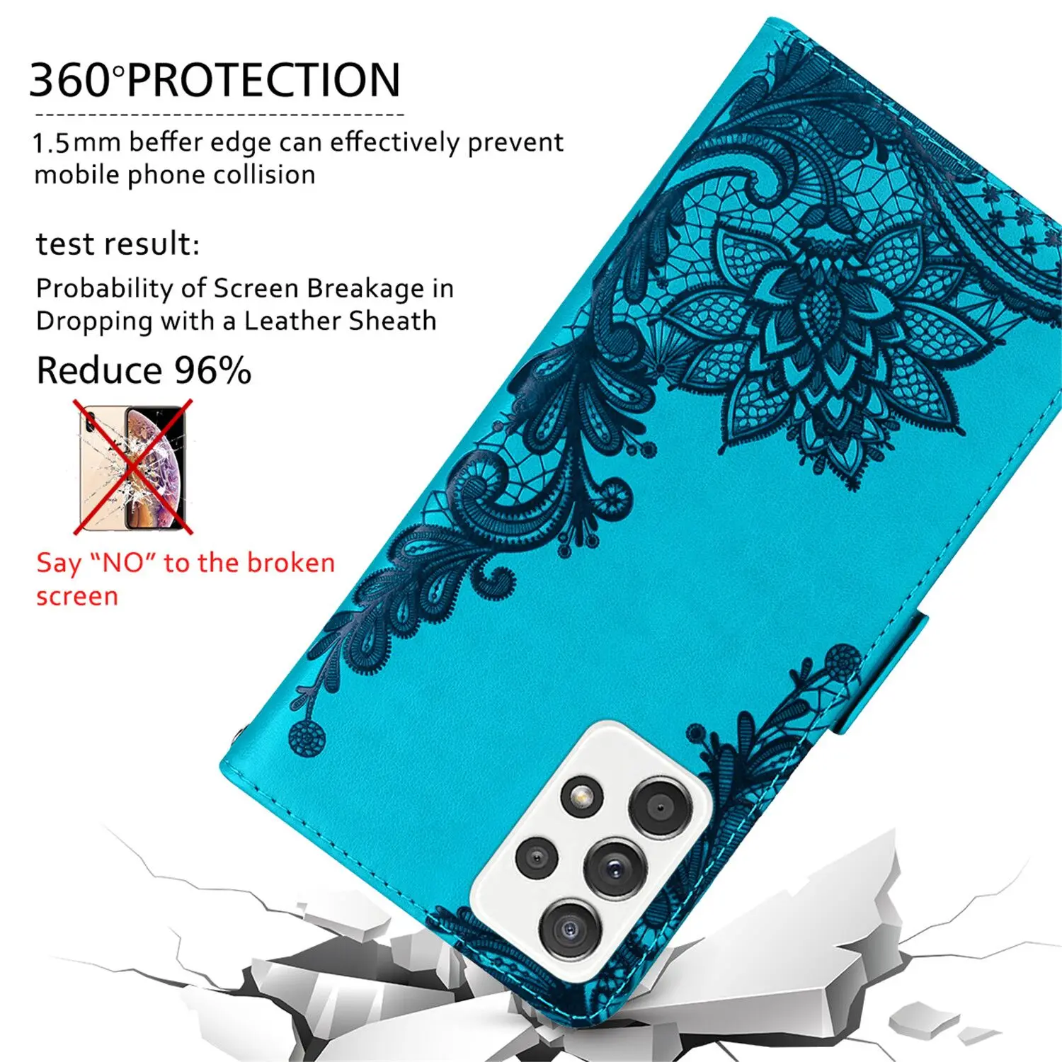 Luxury Lace Emboss Flip Phone Case For Samsung Galaxy A15 A25 A35 A55 A05 A05S A14 A24 A34 A54 5G Leather Wallet Bracket Cover