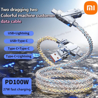 Xiaomi 4-in-1 Colorful Lights Rgb Data Cable Supports Fast Charging Data Transmission Free Switching Four Interfaces Durable ﻿