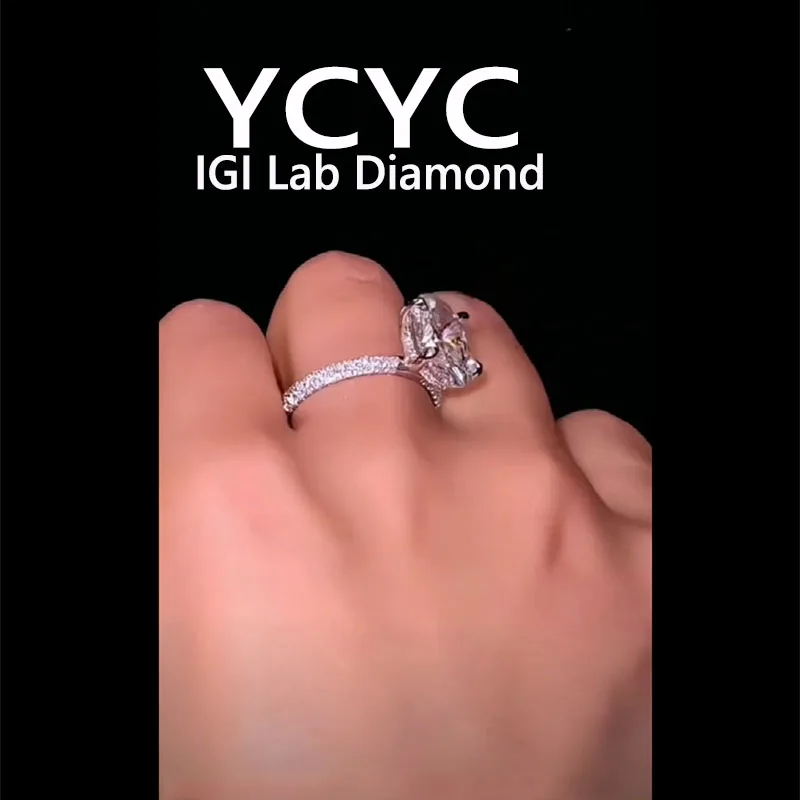 Luxury Lab Grown Diamond 3Ct Ring Solid14K White Gold Oval Cut Diamond CVD HPHT DEF VS-VVS Wedding Ringengagement ring