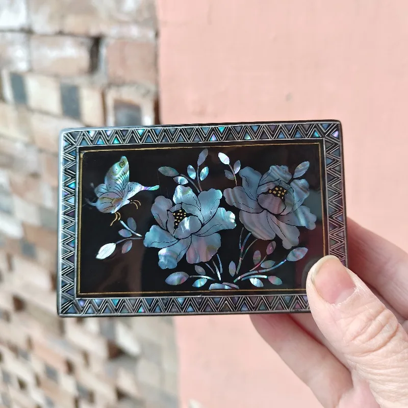

Винтажный держатель для визиток ручной работы, шкатулка для украшений из лака с инкрустацией перламутром, вдохновленная китайским нематериальным культурным наследием