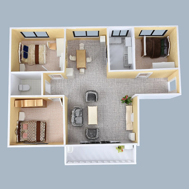 1:25 Scale Architectural Model Kit, DIY Sectional House Building with Furniture Set for Interior Design Sand Table Diorama