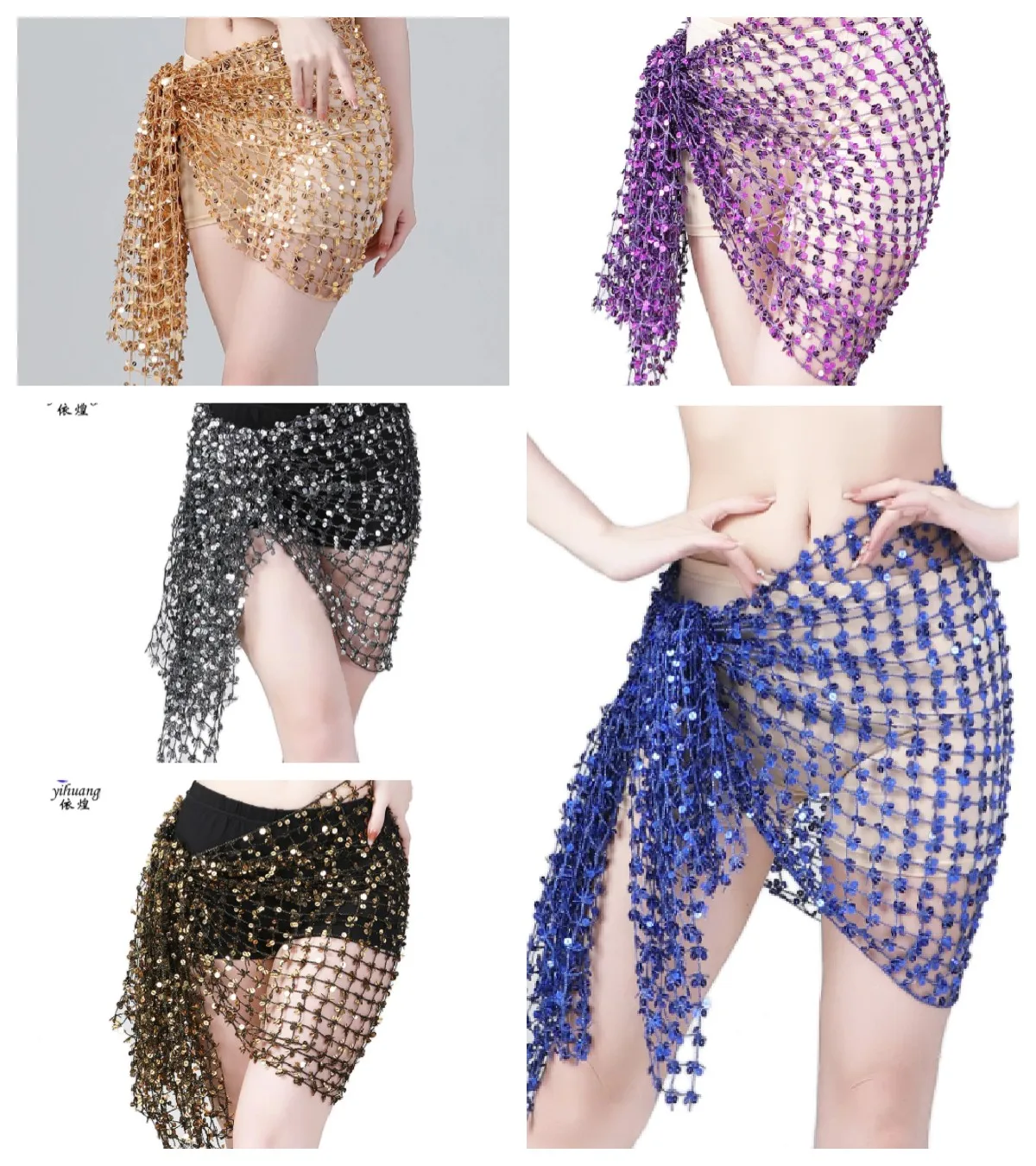 Belly Dance10 Colors Hip Scarf Costumes Performance Bling Sequins Waist Wrap Bellydance Hip Scarves Hipscarf Outfits