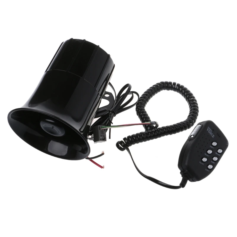 

Car Microphone Horn Loud Motorcycle Siren Horn Truck Warning Alarm 6 Tone 12-24