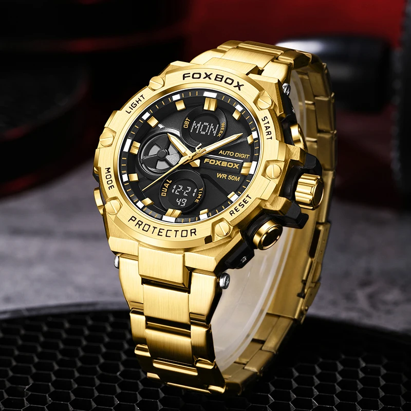 Top LIGE fashion watch  brand men quartz wristwatches dual display watch waterproof LED Gifts for men clock Relogio Masculino