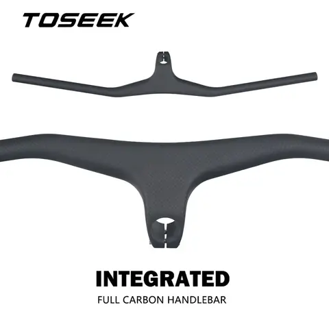 전체 탄소 섬유 산악 자전거 통합 핸들 바(스템 포함) 28.6mm 자전거 MTB 일체형 핸들 바 -17도 3K 매트