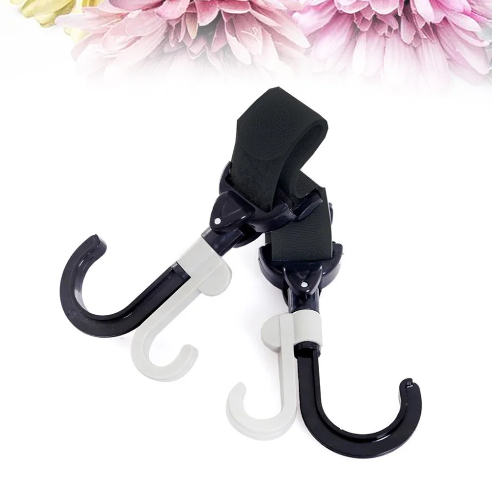 2 قطعة خطاف لعربة الأطفال هوك وحلقة مشابك حزام قابلة للتعديل للحفاضات أكياس التسوق الملابس خطافات عربة الأطفال باللون الأسود والرمادي