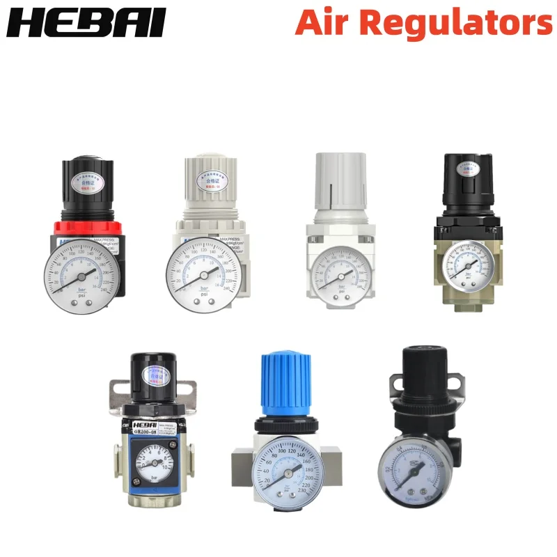 

HEBAI AR2000 AR2000-02 NAR200 1/4" Thread BSP Pneumatic Air Compressor Pressure Regulator Reduction Valve C(JP)/EU TYPE Fittings