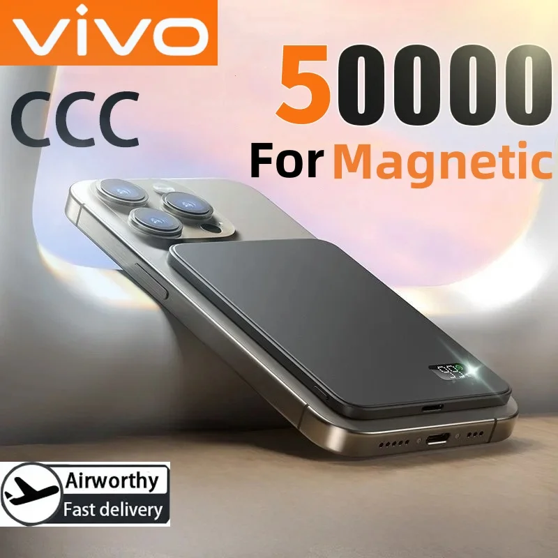 VIVO 50000mAh CCC Certification Thin Power Bank Ultra For Magnetic Wireless PD20W Fast Charging Portable Battery Display