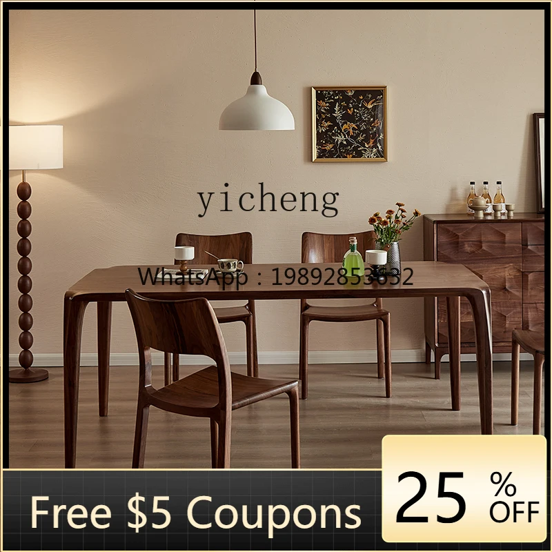 

H3-24 solid wood dining table 1.6 meters modern all black walnut home rectangular table dining room furniture