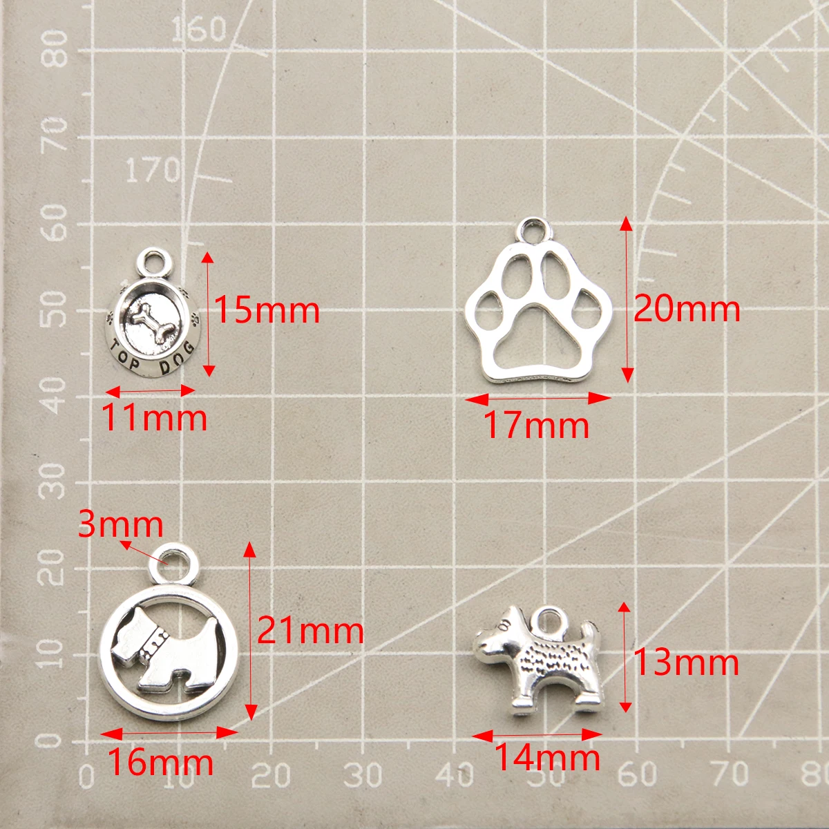 20PCS 13 Styles Mixed Alloy Animal Dogs Charms For Jewelry Making DIY Handmade Pet dog Paw Basin Letter Herat Pendant