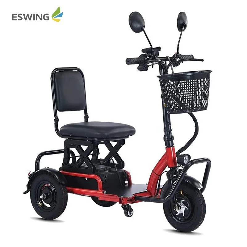 

2025 New Style For ESWING 350W Foldable Light Weight 10 Inch Electric 3-Wheel Mobility Scooter Elderly Scooter For Adults