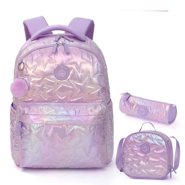 3 ชิ้นกระเป๋าเป้สะพายหลังสําหรับสาว 15.6 นิ้วแล็ปท็อปกระเป๋าเป้สะพายหลังโรงเรียนกระเป๋ากล่องอาหารกลางวันกระเป๋าดินสอชุดสําหรับนักเรียนกระเป๋านักเรียนสําหรับสาว