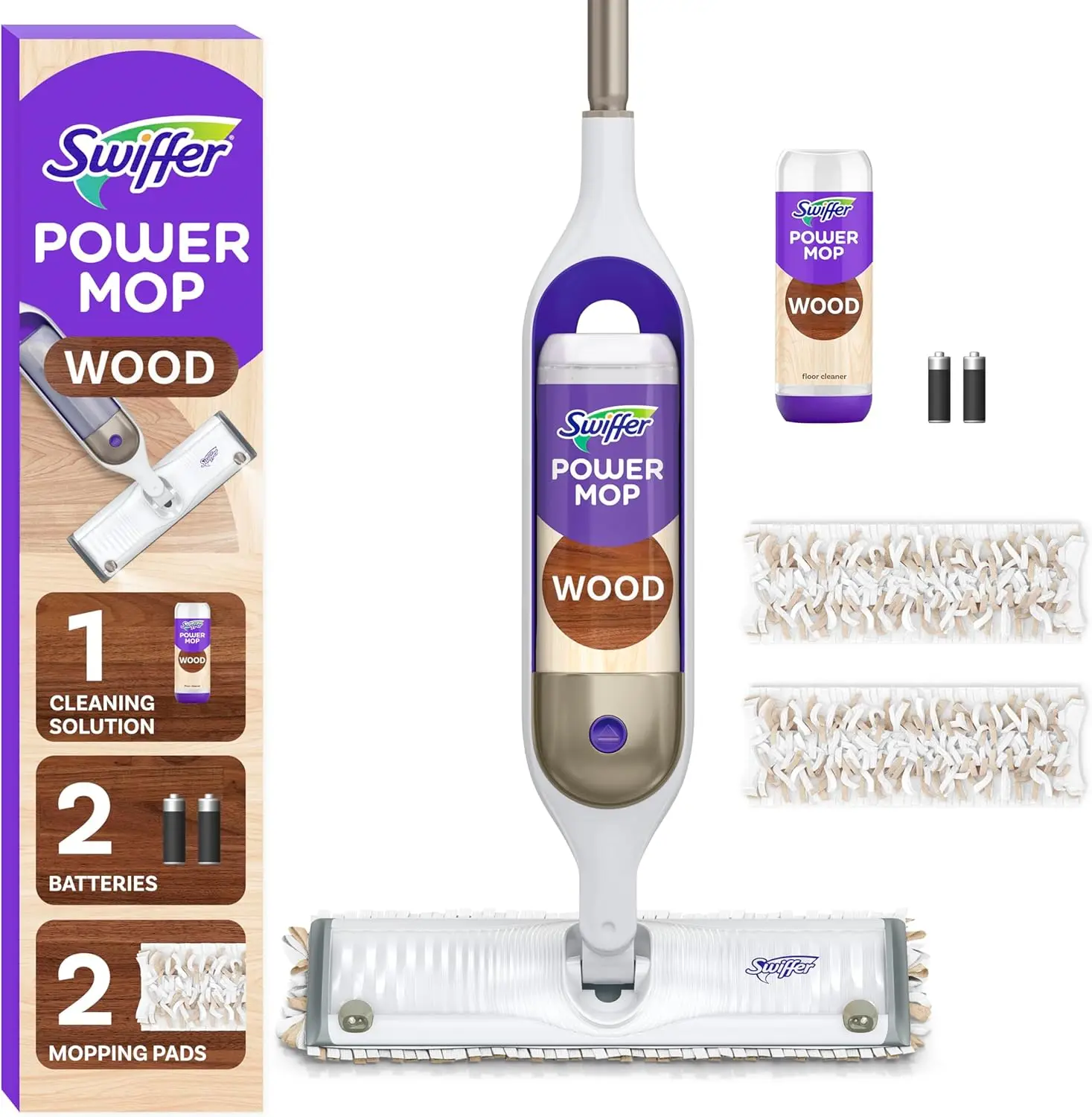 

Power Mop Wood, Hardwood Floor Cleaner for Mopping Home, Bathroom, Kitchen, All Purpose Multi-Surface Cleaning Set includes P