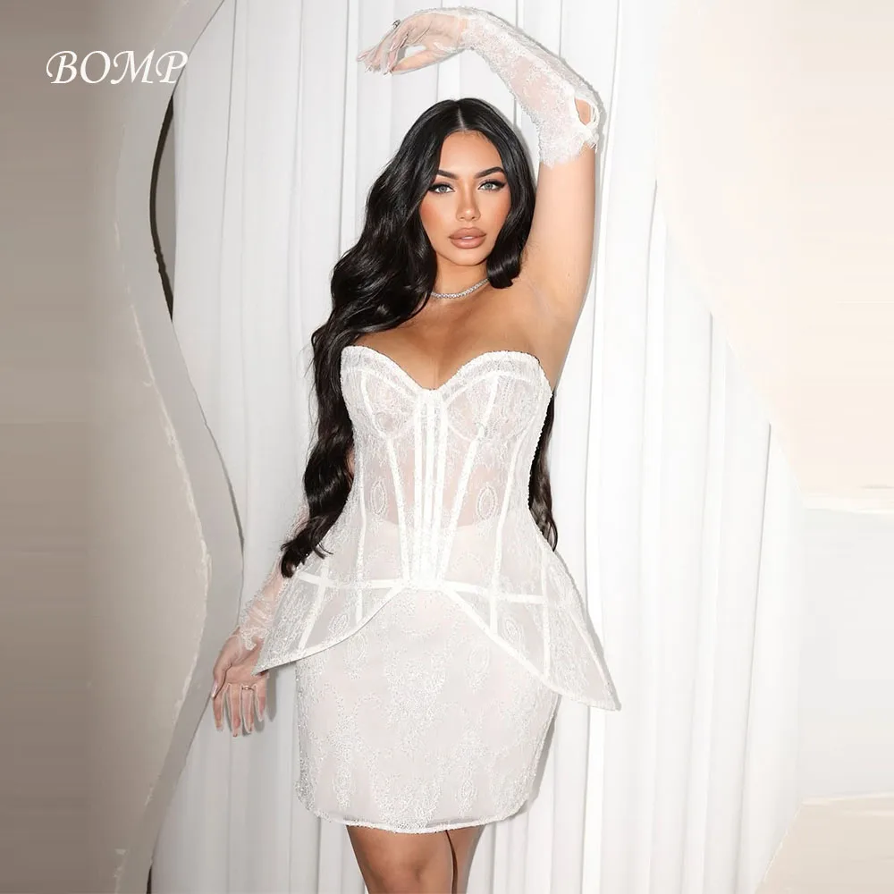 BOMP خمر الدانتيل ألف خط فستان الزفاف الحبيب فستان الزفاف الدانتيل الكفة ثوب العروس رشيقة Mariage مخصصة
