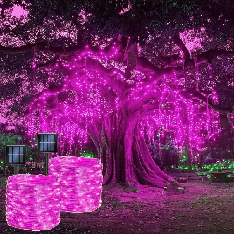 Outdoor LED Solar Light Valentine's Day Festoon Garland Fairy String Lights Wedding Party Garden Solar Lamp Ramadan Home Decor