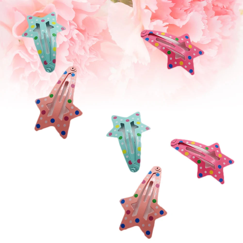 

6pcs Star Shape Metal Hair Clips For Girls Kids Durable Lightweight Party Hairpin Decorative Headdress Colorful