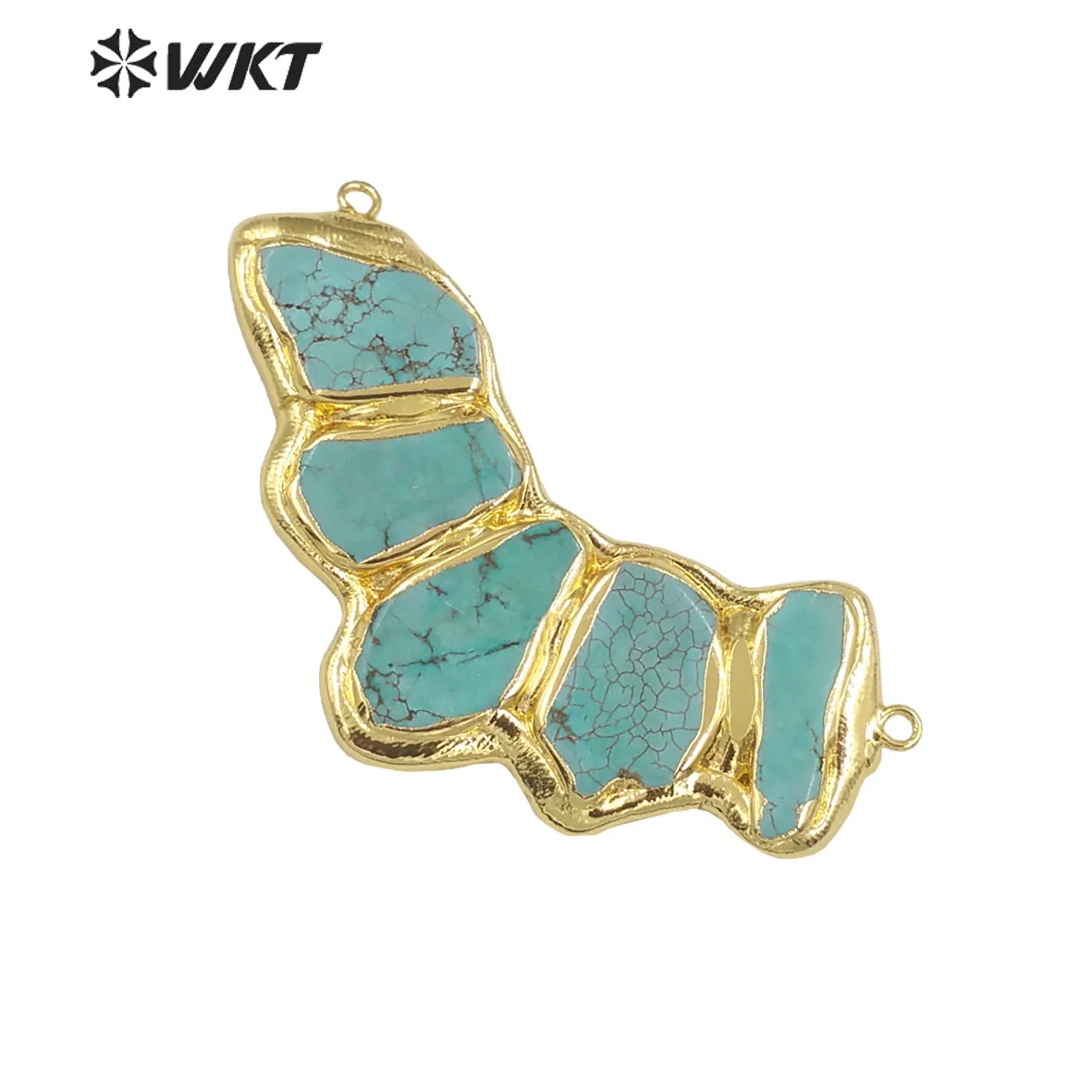 WT-P1955 Hot Selling Natural Green Turquoise Fine Pendant Connector For DIY Jewelry Finding Necklace Accessories