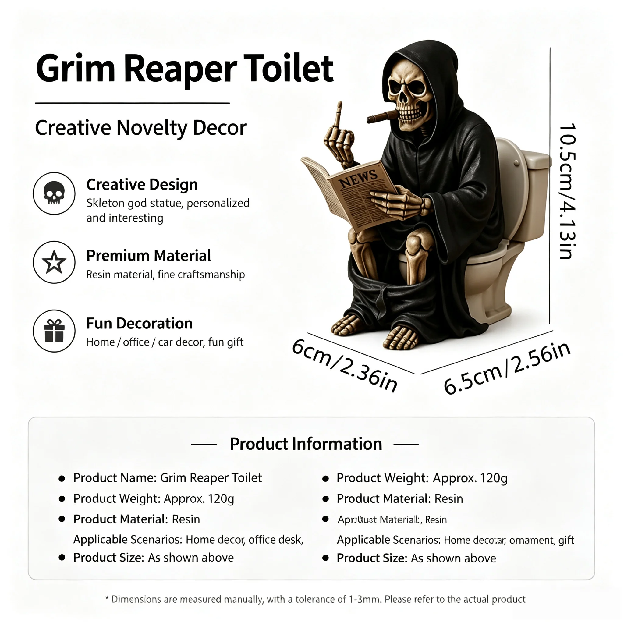 Halloween Toilet Grim Reaper Figurine Home Decor Resin Sculpture Middle Finger Decoration Crafts Figurines