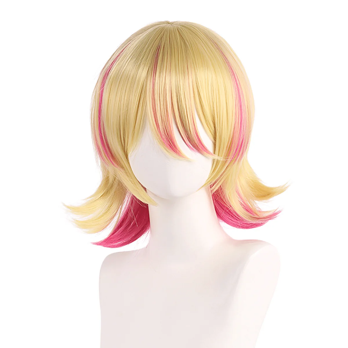 Synthetic Cosplay Wig Short Blonde Hair Twin Tails Anime Costume Party Role Play Game Carnival Halloween Dress Up Heat Resistant