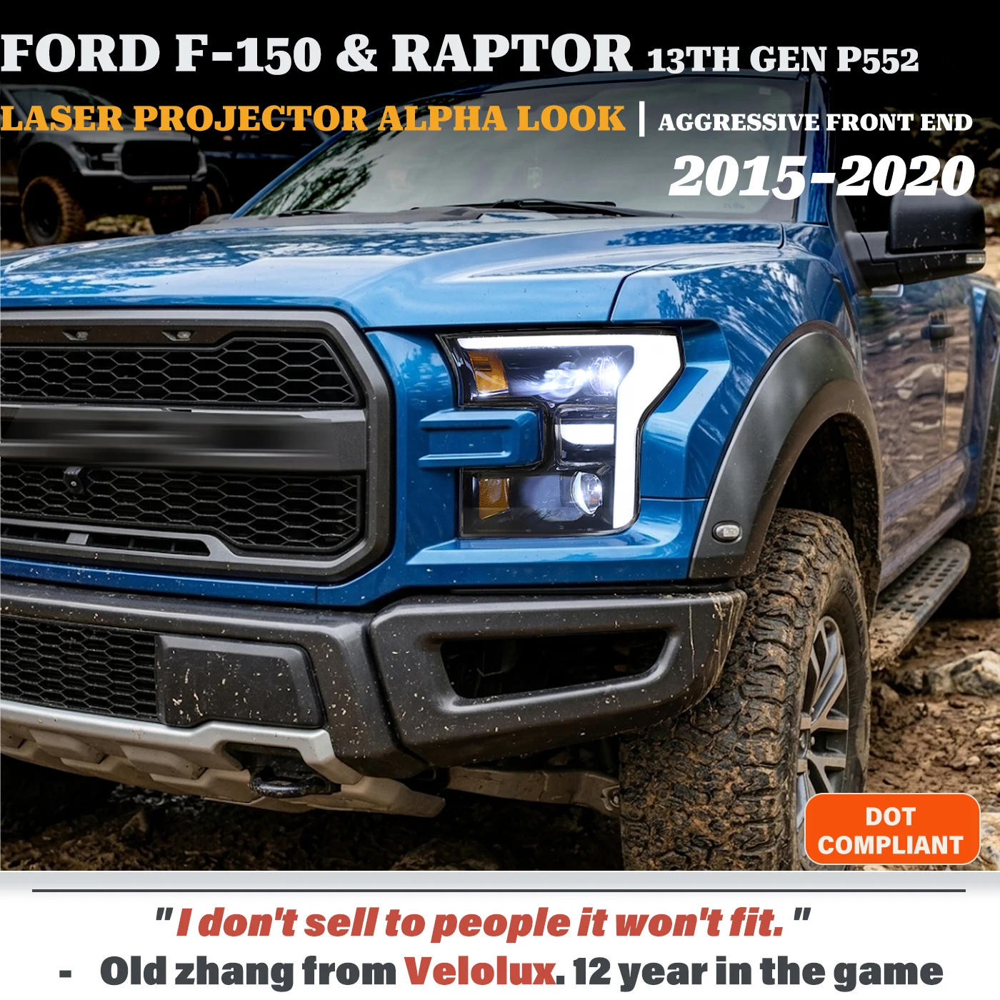 

Для Ford F-150 и Raptor 2015-2020 13-го поколения: Фары в сборе P552 с лазерным проектором и последовательным включением, обновление с старой версии на новую, Plug and Play