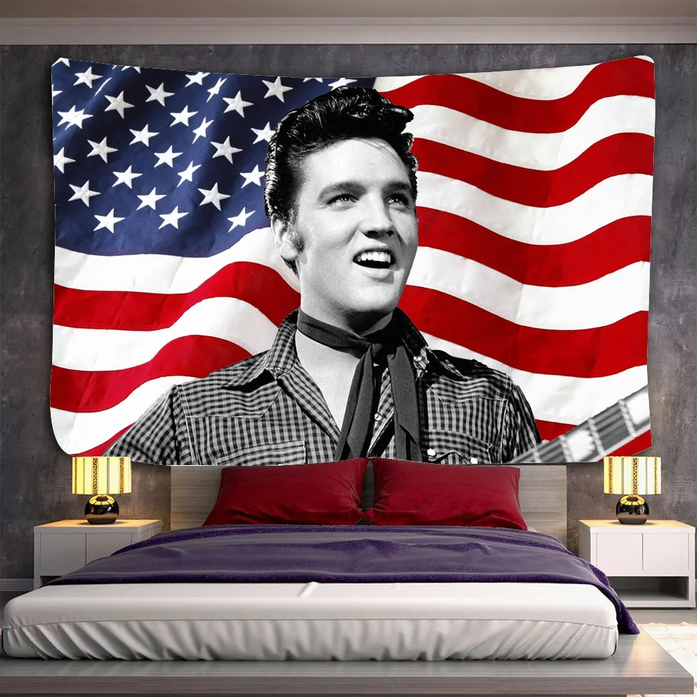 Rock Movies E-Elvis Tapestry Wall Hanging Tapestry Art Deco Blanket Curtain Hanging at Home Bedroom Living Room Decor