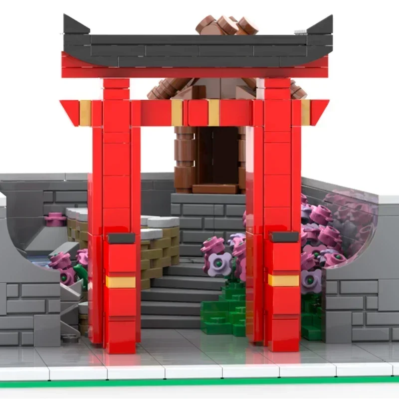シティストリートビューモデル Moc ビルディングレンガ日本の神社庭園技術モジュラーブロックギフトクリスマスおもちゃ DIY セットアセンブリ