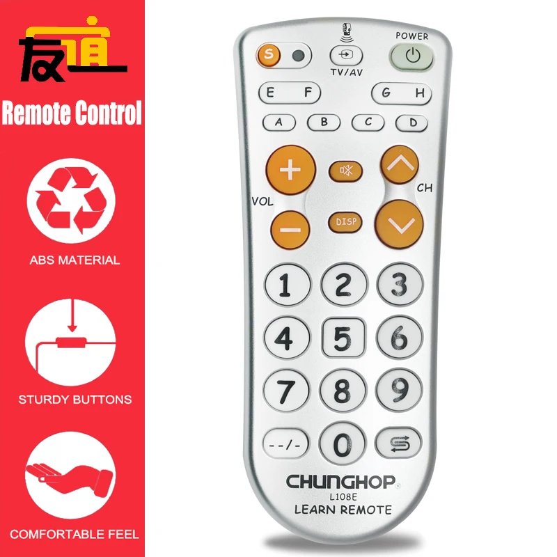 جهاز تحكم عن بعد عالمي قابل للتعلم - ينسخ إشارات الأشعة تحت الحمراء من أجهزة DVD والتلفزيون ومشغلات الأقمار الصناعية والمراوح والستريو والمضخمات وغيرها.