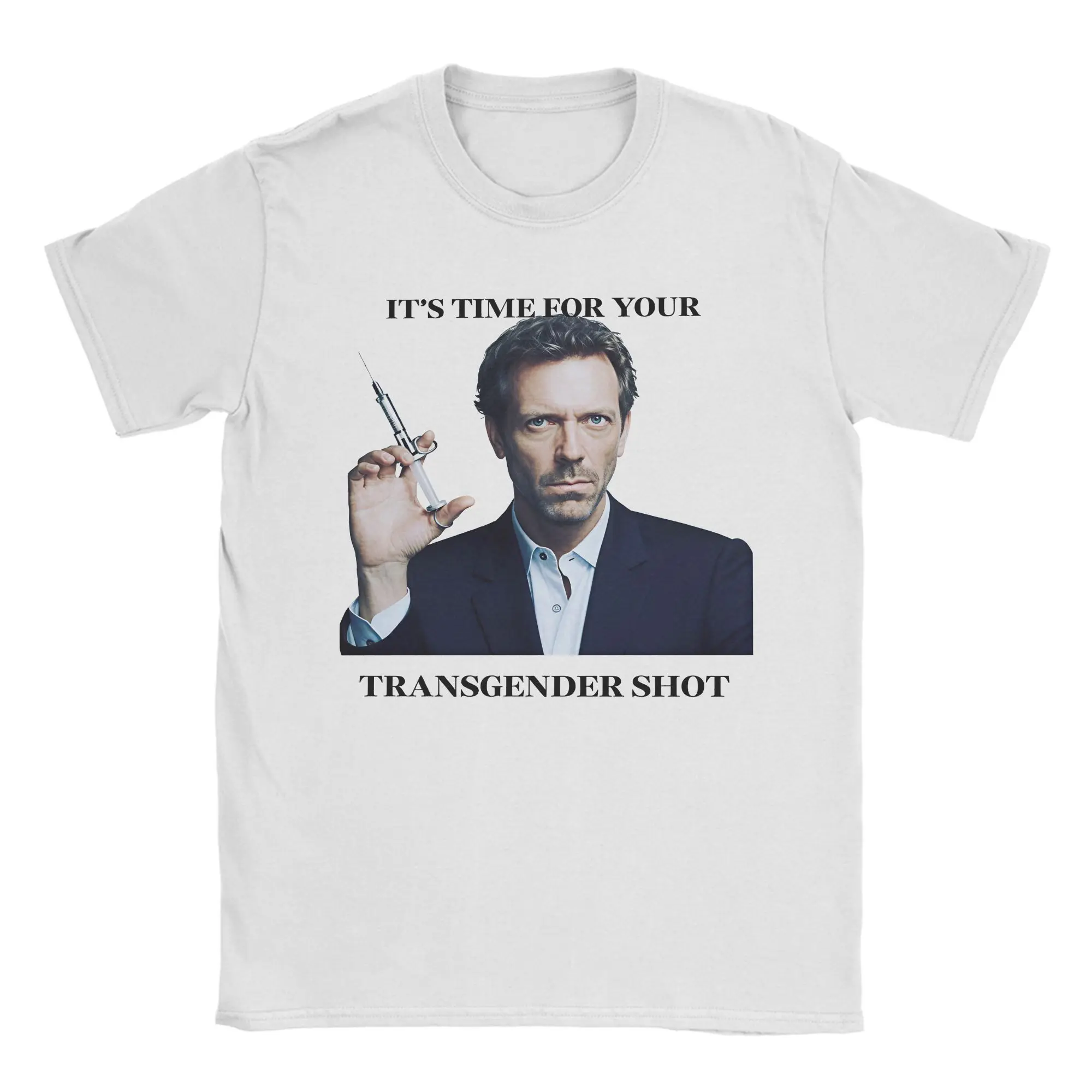 House Md It'S Time For Your Shot T-Shirt for Men  Vintage Pure Cotton Tee Shirt Crewneck Short Sleeve T Shirts Summer Clothing