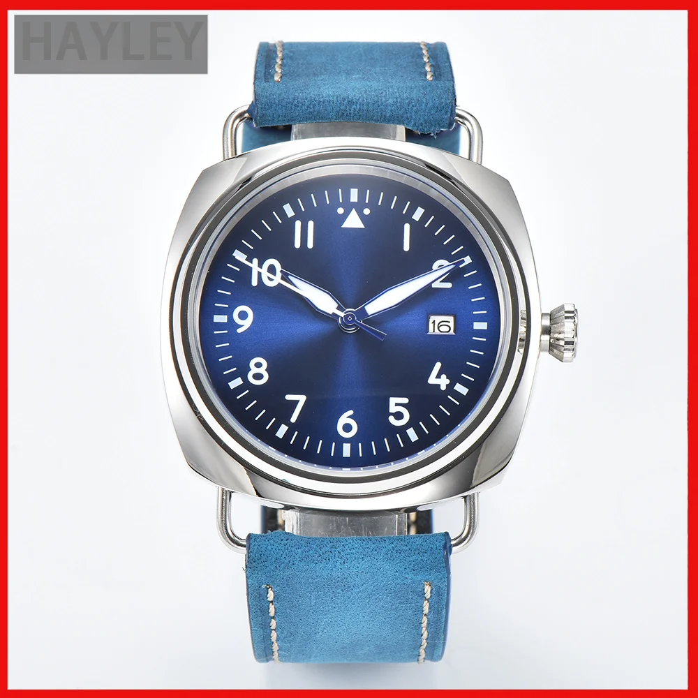 45mm Men's Watch NH35 Movement With Retro Design, Waterproof Leather Strap And Screw-in Crown Trend Motion Noctilucent