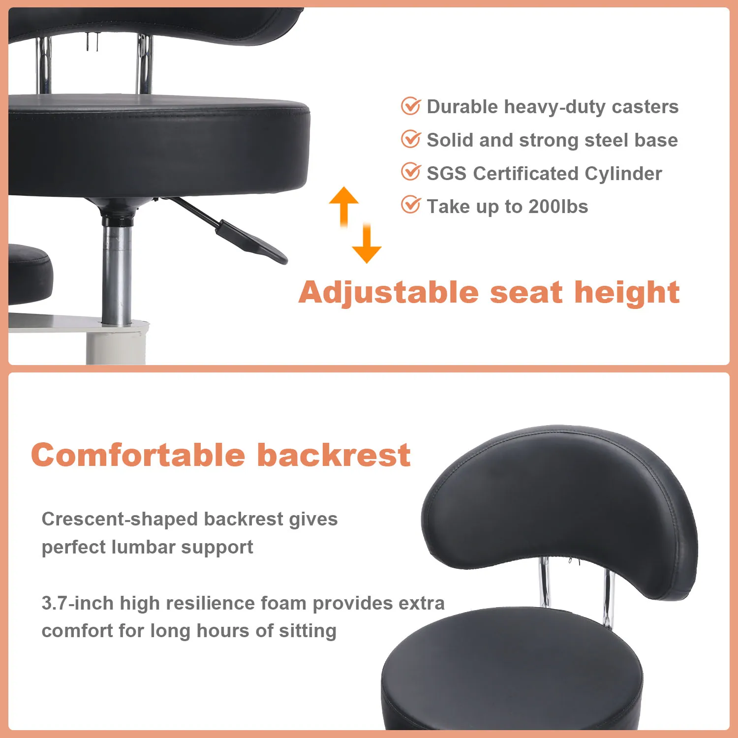 Cross Desk Chair with Lumbar Support and Height Adjustable,Desk Chair for Adults,Legged Office Chair with Wheels