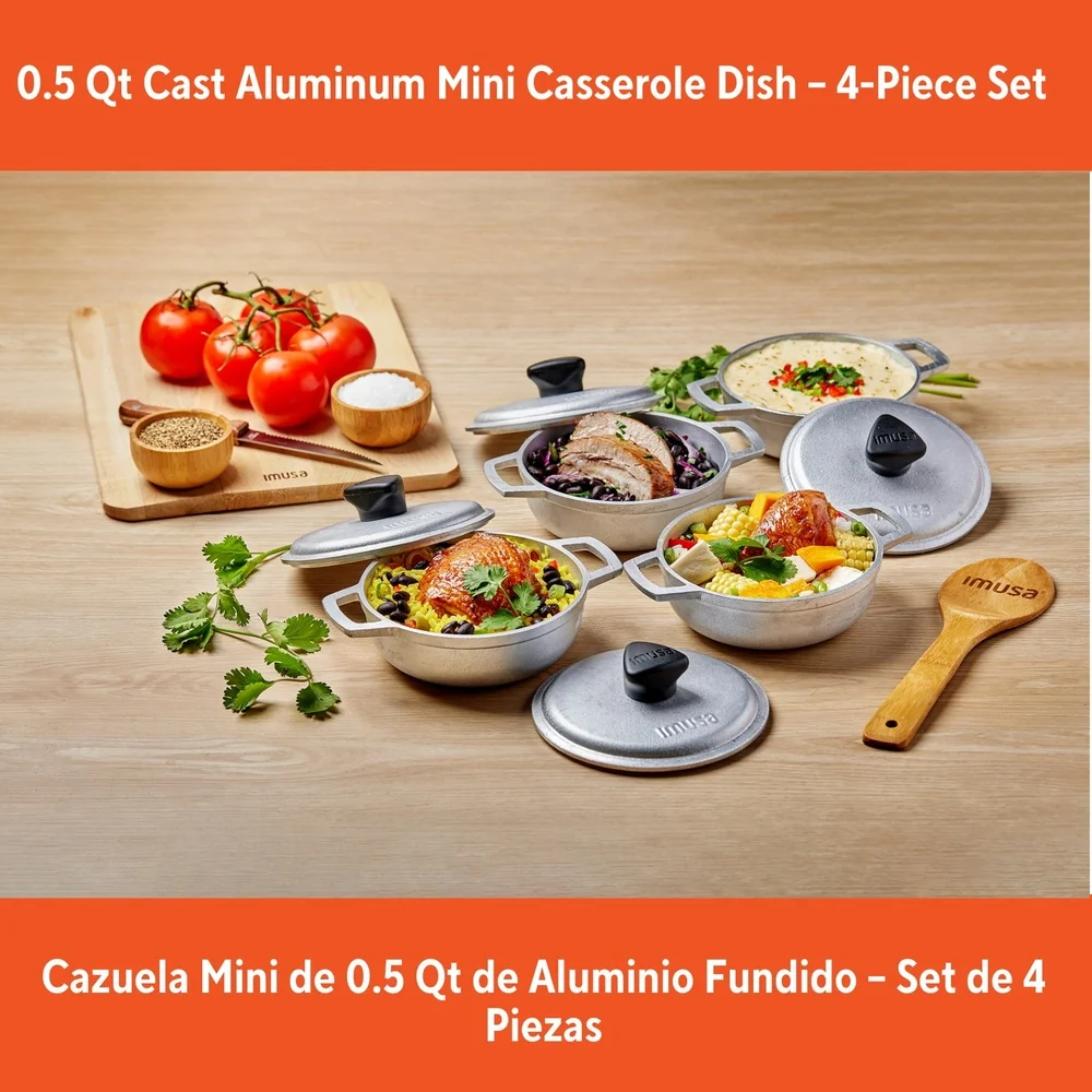 مجموعة كالديرو صغيرة من الألومنيوم المصبوب مكونة من 4 قطع من أدوات الطبخ الأساسية المتينة لفرن المطبخ الإسباني آمنة ومتعددة الاستخدامات