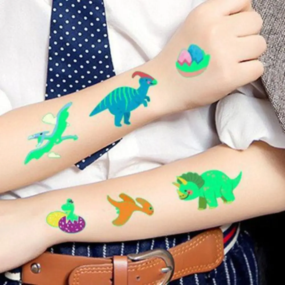 Cartoon Luminous Tattoo Stickers Glow in The Dark Decorations Halloween Fake Tatoo Waterproof Cute Children Toys Halloween Props