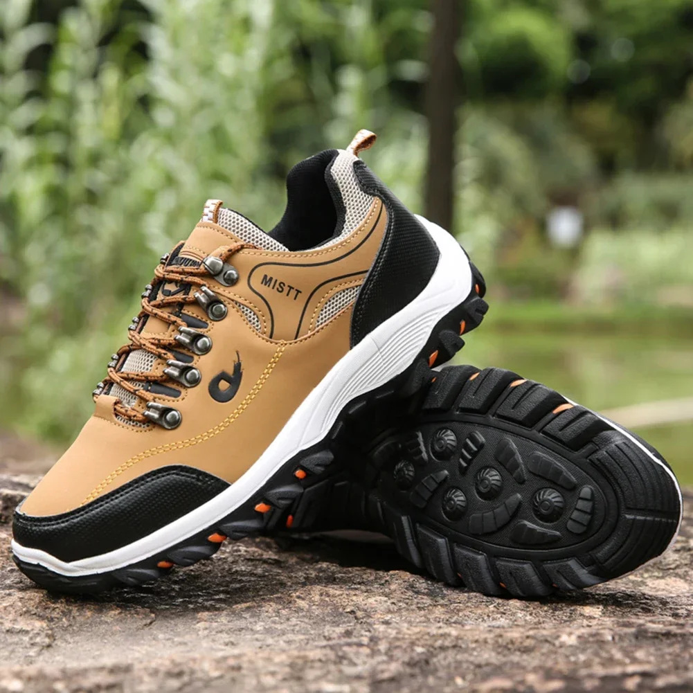 

Hiking Shoes Walking Sneakers Waterproof Mens Lace Up Sneakers Lightweight PU Breathable for Outdoor Travel