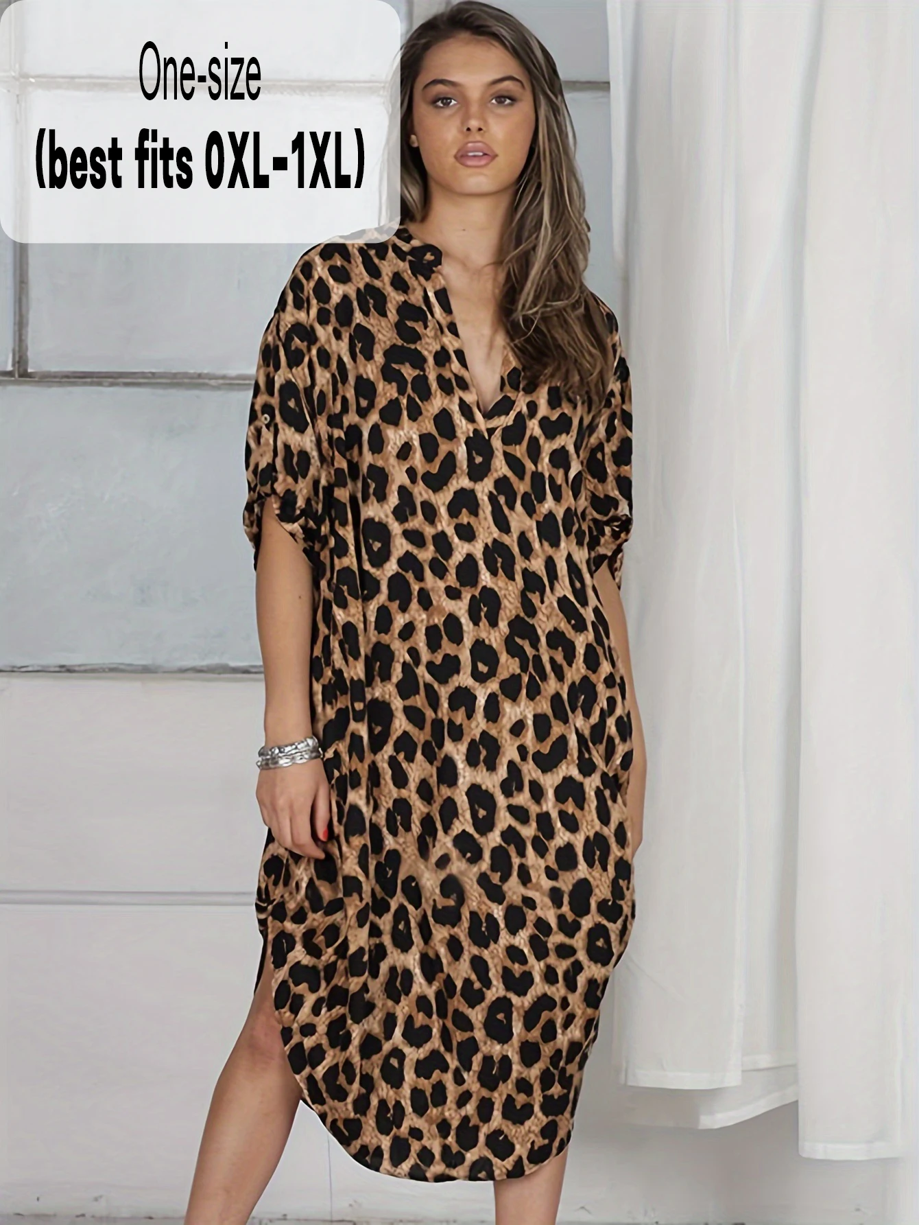 Cover-Up de plage imprimé léopard bohème d'été pour femmes – Robe ample pour bikini et maillots de bain