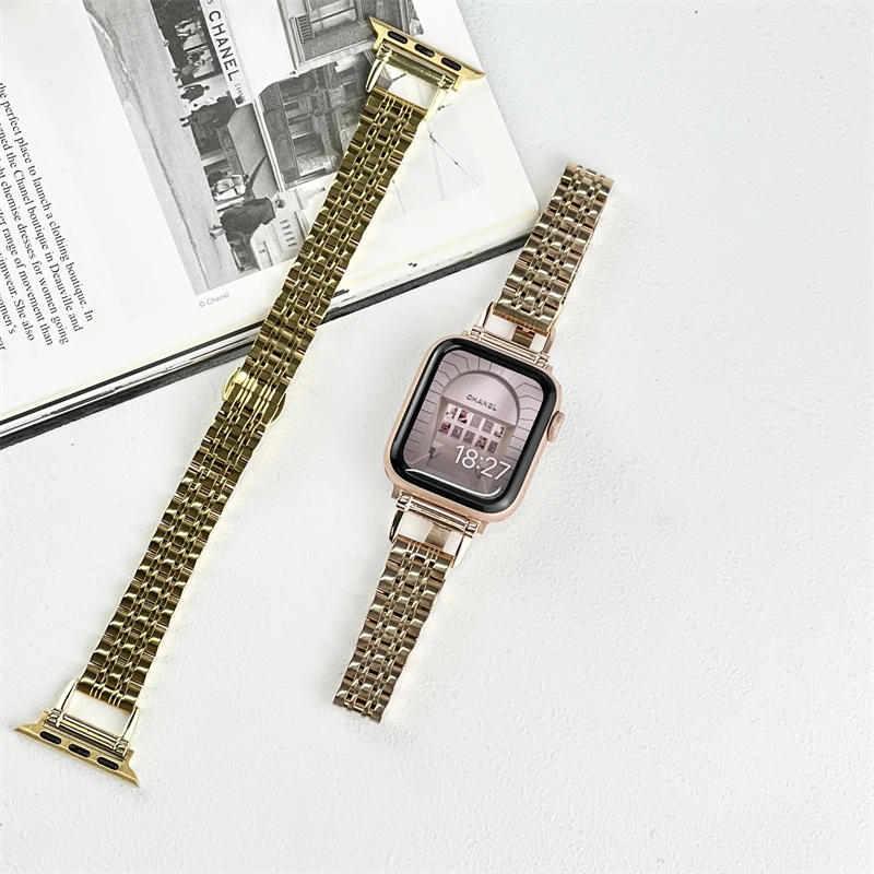 

Stainless Steel Strap for Apple Watch Band 40mm 44mm 41mm 45mm 38mm 42mm Slim belt Bracelet for iWatch Series 7 6 se 5 3 strap